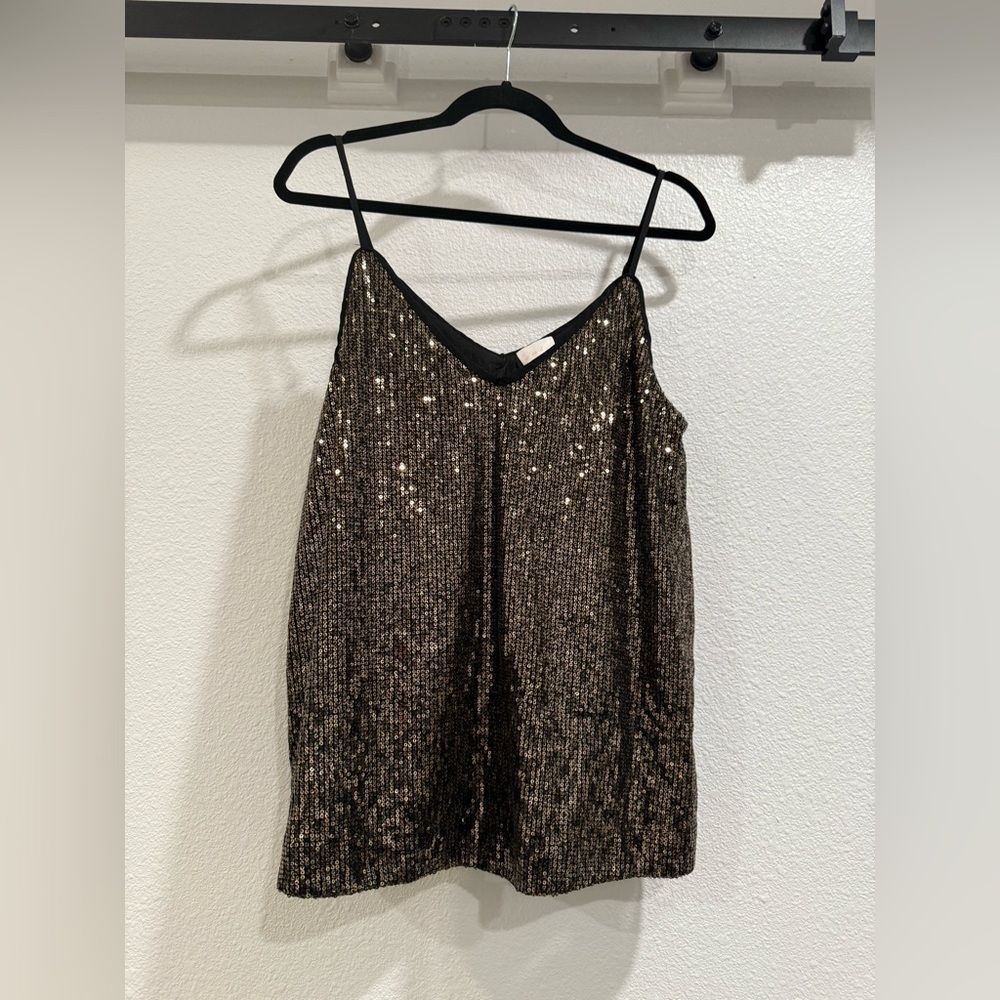 Endo med dressy tank top, black and gold metallic, loose fit, adjustable…